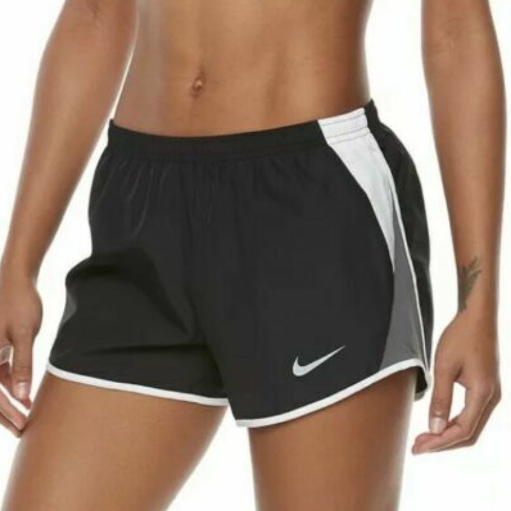 Nike Tempo Womens 3" Lined Dri FIT Running Shorts Black Grey White Large